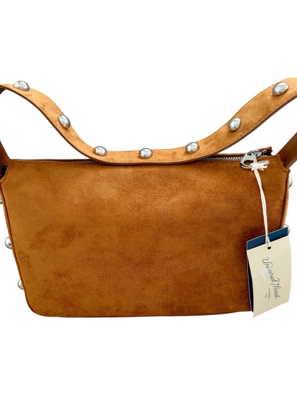Universal Thread Brown Faux fur Shoulder Handbag Tote With Silver Studs NWT